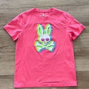 Psycho Bunny Men's Ethen Deco Bunny T-shirt in pink Pima cotton size xmall NWOT